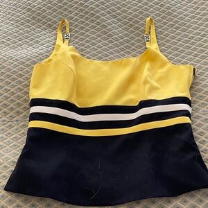 Escada Yellow, black and White Striped Camisole